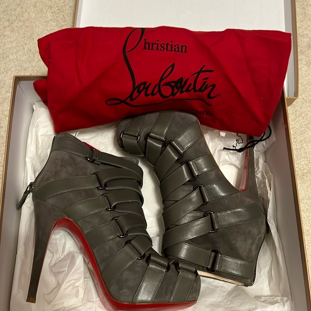 Christian Louboutin Grey Suede/Leather Boots